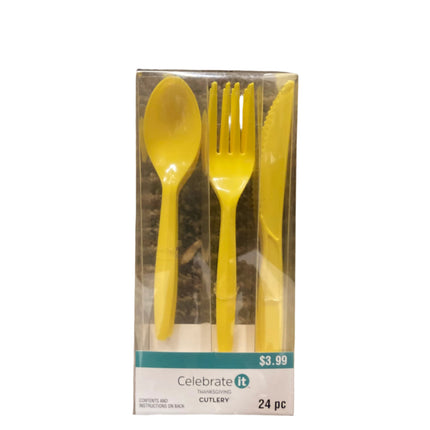 Celebrate it Thanksgiving Yellow Cutlery 24pcs