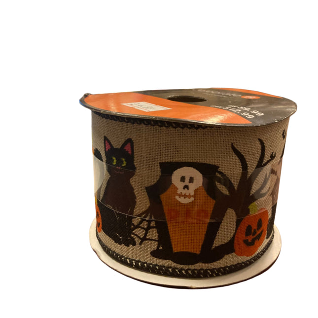 Celebrate It Halloween Spooky Cat and House Wired Ribbon 2.5inx20in