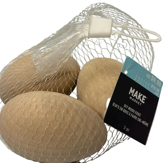 DIY Wooden Eggs approximately 3" – 3 Piece Set