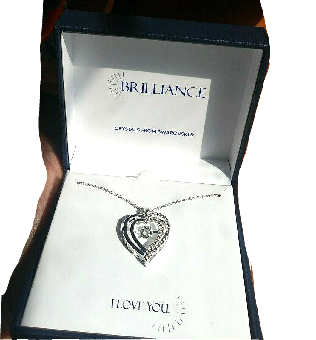 Brilliance Swarovski Crystal Heart Pendant 18in Chain I Love You New in Box