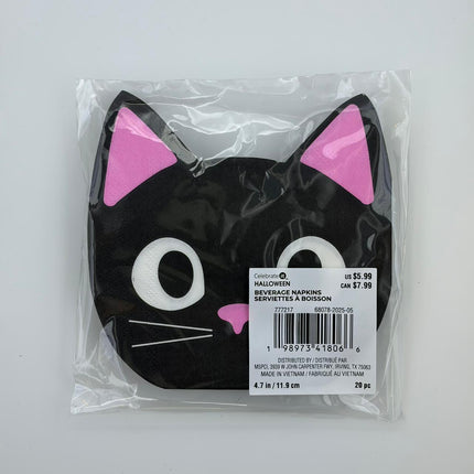 Black Cat Halloween Beverage Napkins – 20 Count, 4.7 in
