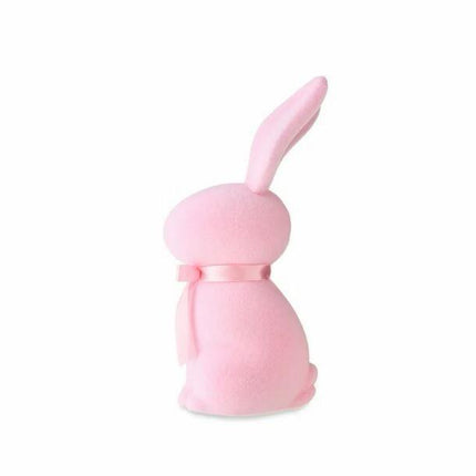 Flocked Bunny Decor with Satin Bow – 18” (Pink or Blue)