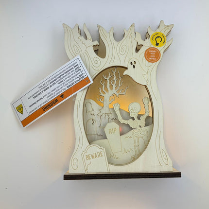 DIY LED Halloween Graveyard Tree Shadow Box Decor 8 x 6 in