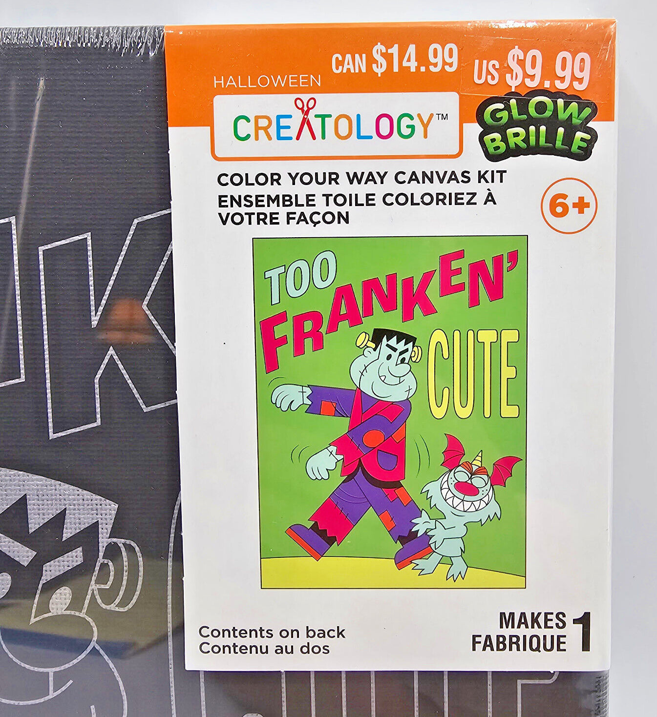 Creatology Color Your Way Glow Canvas Kit ~ Too Franken' Cute NEW