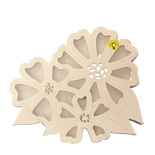 Make Market DIY LED Plywood Décor – Triple Flower (10" H × 9" W, Wall‑Hangable)
