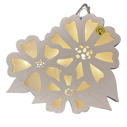 Make Market DIY LED Plywood Décor – Triple Flower (10" H × 9" W, Wall‑Hangable)