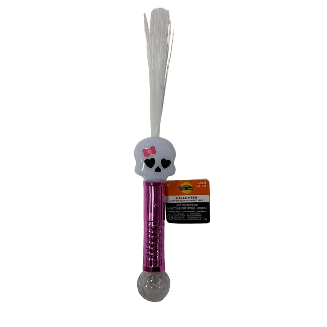 Light-Up Skull Fiber Optic Wand – Color Changing Halloween Toy