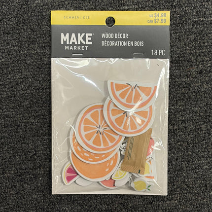 Citrus Fruit Wooden Craft Shapes – Summer DIY Wood Décor (18 Pieces)