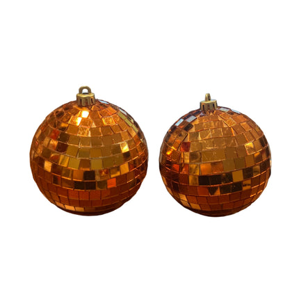 Ashland Christmas Orange Disco Ball Glass Ornament 4in 2PC