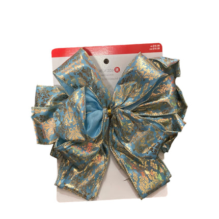 Celebrate it Christmas Blue Tree Topper Bow 9.5x11in
