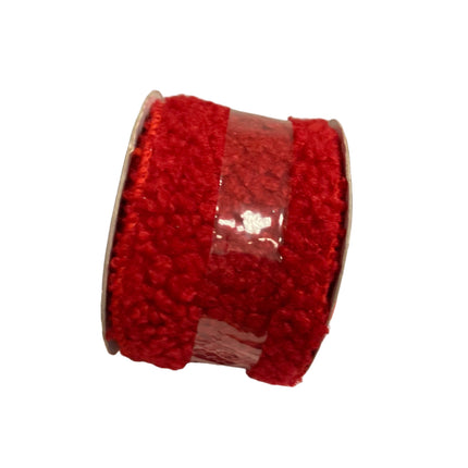 Celebrate it Christmas Red Wool Wired Ribbon 2.5inx9ft