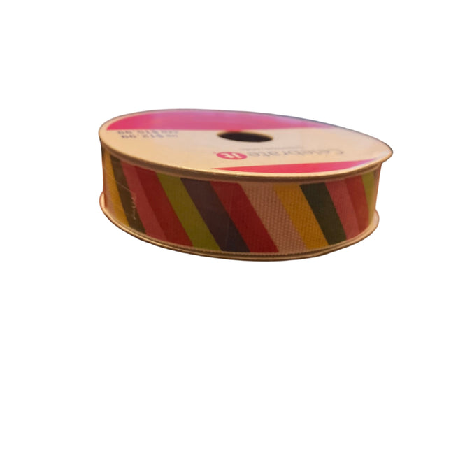 Celebrate it Christmas Colorful Stripes Ribbon 7/8inx24ft
