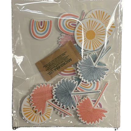 Summer Wooden Craft Shapes – Rainbow, Sun &amp; Palm DIY Set (18 Pieces)