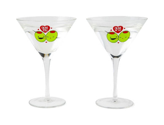 BigMouth Inc. Olive Martini Set - Set of 2 - Each Glass Holds 8 oz