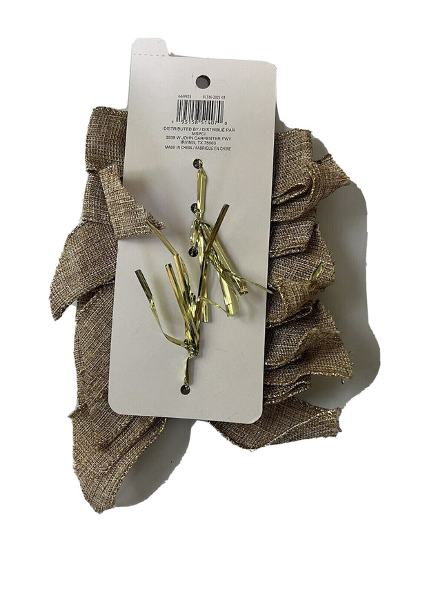 Gold Shimmer Burlap Christmas Bows 6-Pack