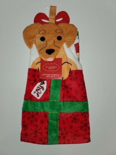 St Nicholas Square, Christmas Puppy Dog Kitchen Towel Set, 2