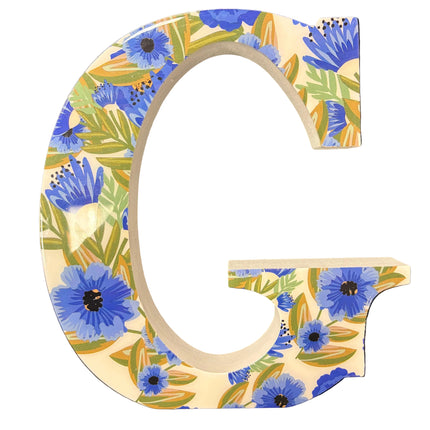Spring Floral Wooden Monogram Letter “G” Wall Décor – 8" H × 7" W