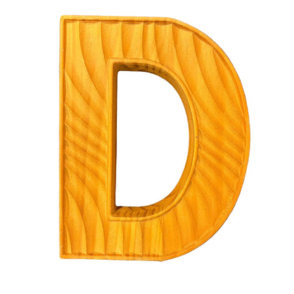 Decorative Wooden Monogram Letter “D” – 7" x 5.5" Carved Wall Décor
