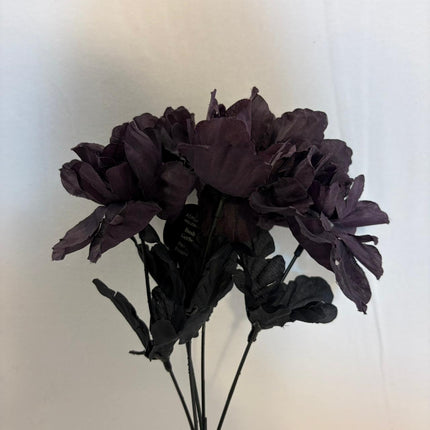Black Gothic Peony Bush Floral Pick 13 in