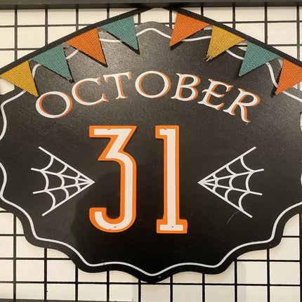 Ashland Wooden Halloween October 31 Wall Plaque Decor 13.5" X 13.5" X .5