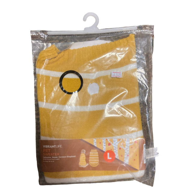 Vibrant Life Yellow and White Dog Sweater 20in 50-90LB L