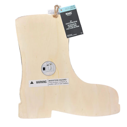 Make Market DIY LED Plywood Décor – Floral Butterfly Boot (10" H × 9" W, Wall‑Hangable)