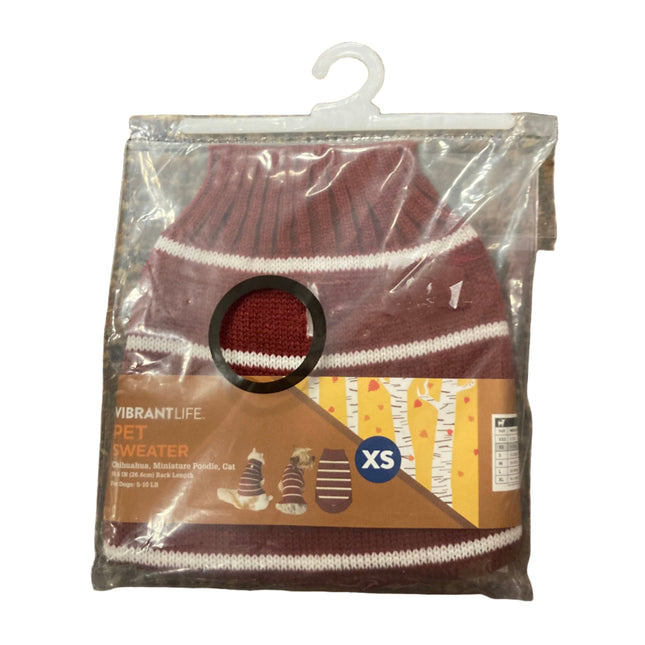 Vibrant Life Red and White Pet Sweater 10.5in Length 5-10 Weight XS