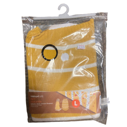 Vibrant Life Yellow and White Dog Sweater 20in 50-90LB L