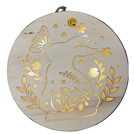 Make Market DIY LED Plywood Décor – Bunny Floral Circle (Wall‑Hangable)
