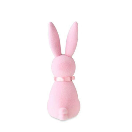 Flocked Bunny Decor with Satin Bow – 18” (Pink or Blue)