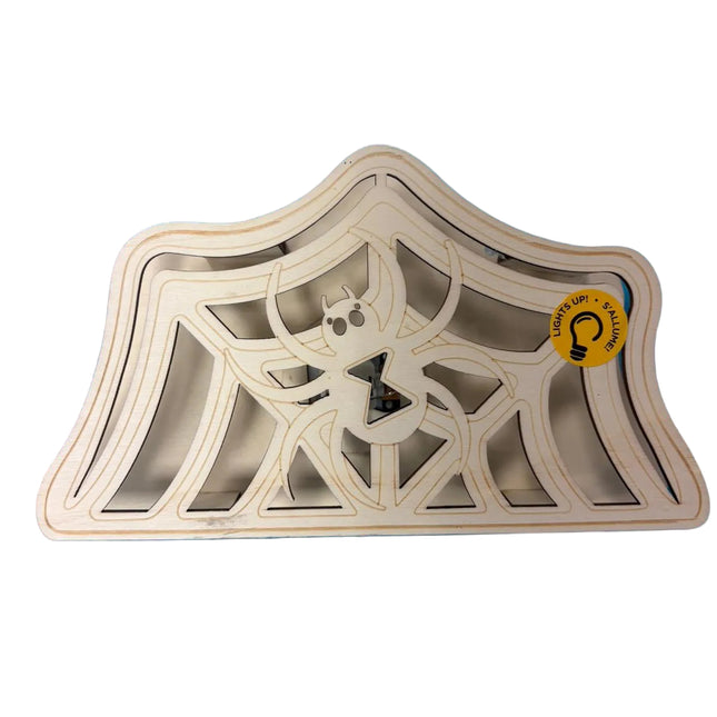 Light-Up Spider Web Wooden Décor – DIY Halloween Craft (7.5" x 4")