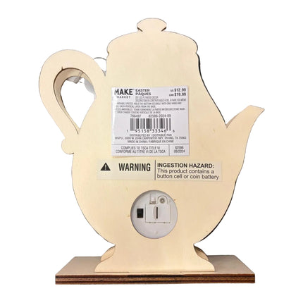 Make Market DIY LED Wooden Décor – Teapot Lantern (8" Height × 7" Width)