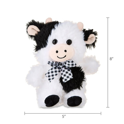 Easter Small Black and White Shaggy Cow Plush, 8 in, by Way To Celebrate