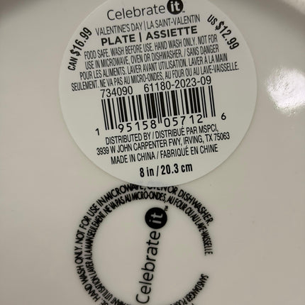 Valentine's Day 8" Food Safe Celebration Plate