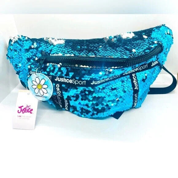 Justice Girls Blue Flip Sequin Fanny Pack Waist Fanny Pack Sling Purse Travel