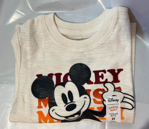 Jumping Beans Disney Mickey mouse Graphic Tee Long Sleeve Slubbed Toddler Sz 2T