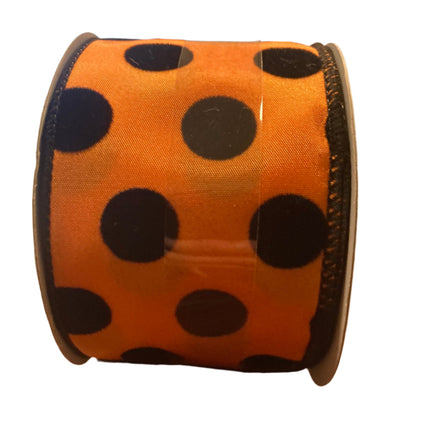 Celebrate it Halloween Black Dots Wired Ribbon 2.5inx25ft