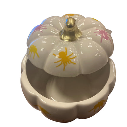 Ashland Halloween Spider Ceramic Bowl with Lid 6x4in