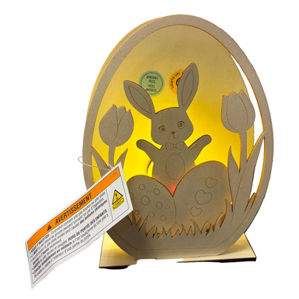 Make Market DIY LED Wooden Décor – Easter Egg with Bunny (8" Height × 6" Width)