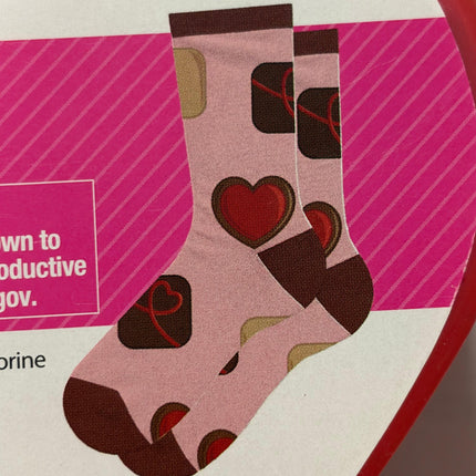 Valentine's Day Crew Socks In Reusable Plastic Container