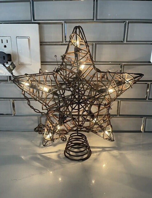 Ashland Christmas Tree Star Ten Light Topper Metal Twigs