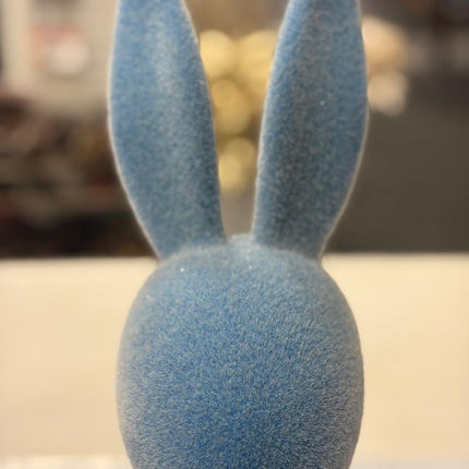 Flocked Bunny Decor with Satin Bow – 18” (Pink or Blue)