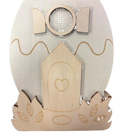 Make Market DIY Wooden Décor – House & Floral Egg Cutout (8" Height × 5.5" Width)