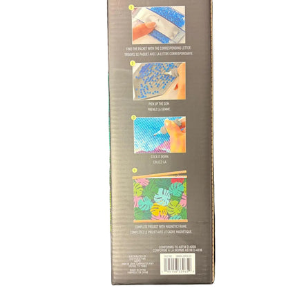Tropical Leaves Diamond Art Kit with Frame – 11" x 14" DIY Craft