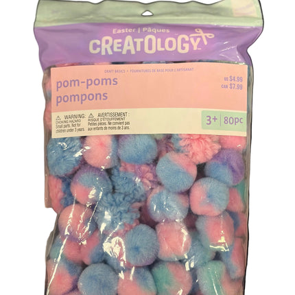 Creatology Easter Pom‑Poms – 80‑Piece Pastel Craft Set