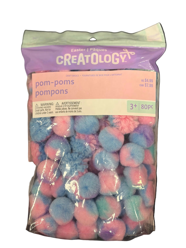 Creatology Easter Pom‑Poms – 80‑Piece Pastel Craft Set