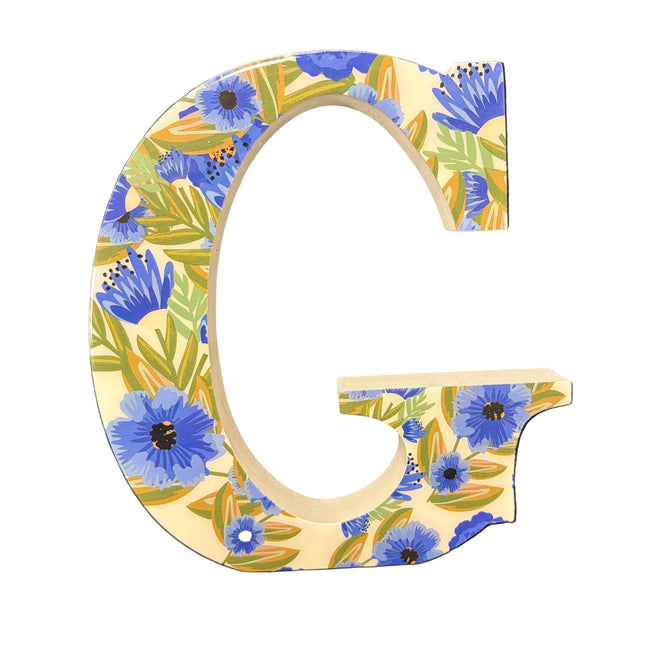 Spring Floral Wooden Monogram Letter “G” Wall Décor – 8" H × 7" W