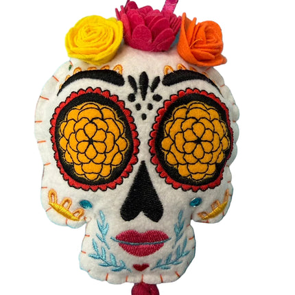 Day of the Dead Sugar Skull Wall Hanging – Colorful Tassel Décor (8" x 4")