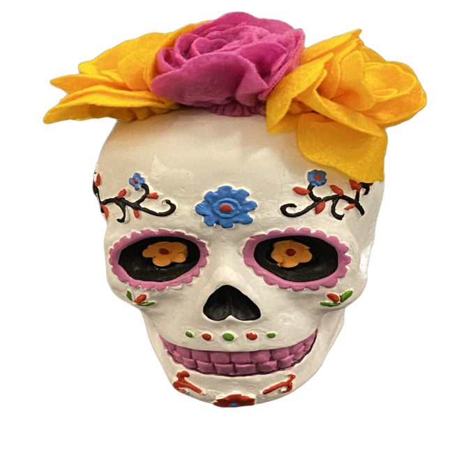 Ashland Day of the Dead Table Top Decor 7 inches Tall with Flowers
