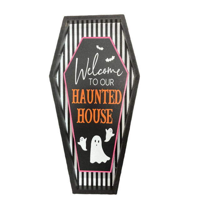 Ashland Halloween Coffin Shaped Welcome Sign 14x8in